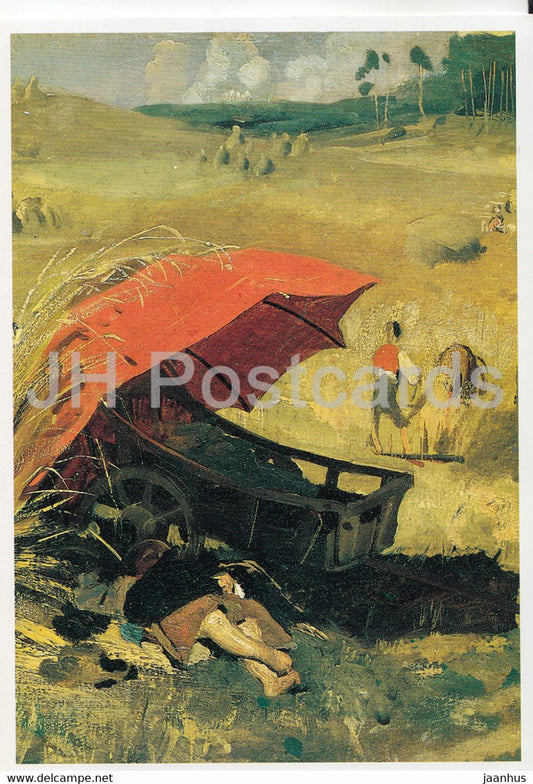 painting by Franz Lenbach - Der Rote Schirm - umbrella - German art -  1994 - Germany - used - JH Postcards