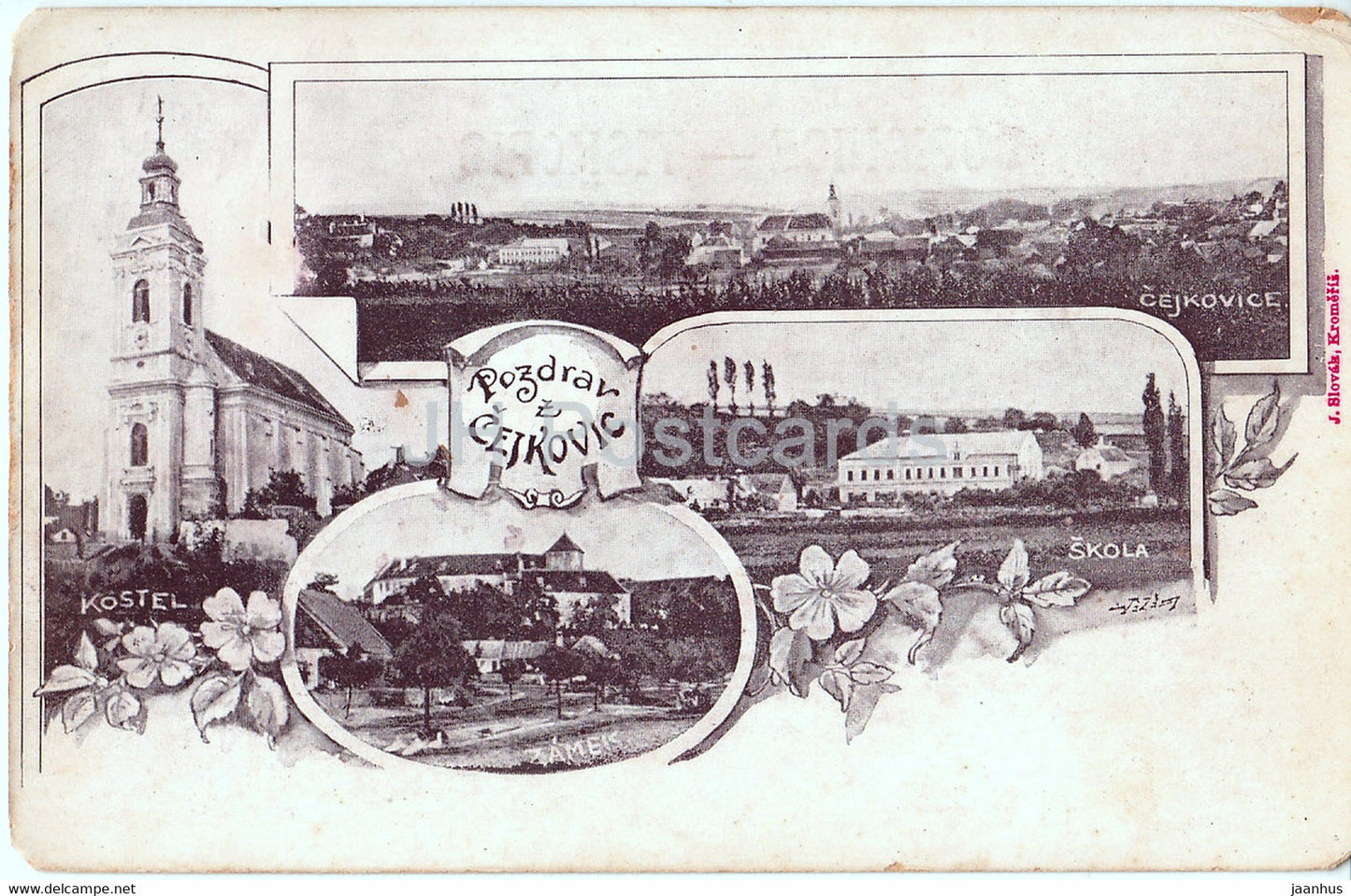 Pozdrav z Cejkovic - Cejkovice - Kostel - Skola - Zamek -  old postcard - Czech Republic - unused - JH Postcards