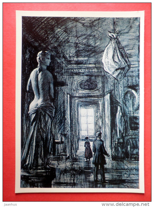 illustration by I. Glazunov - In the Old House - sculpture - novel by I. Goncharov - 1976 - Russia USSR - unused - JH Postcards