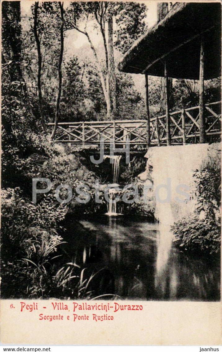 Pegli - Villa Pallavicini Durazzo - Sorgente e Ponte Rustico - 6 - old postcard - Italy - unused - JH Postcards