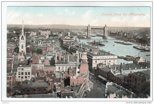 London from the Monument - 43870 - bridge - Valentine`s Series - old postcard - United Kingdom , England - unused - JH Postcards