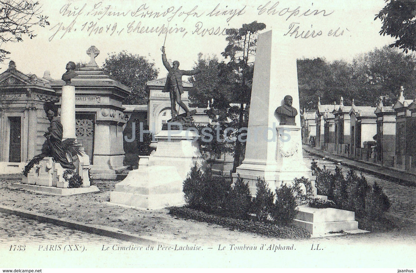 Paris - Le Cimetiere du Pierre Lachaise - Le Tombeau d'Alphand - 1733 - old postcard - France - used - JH Postcards