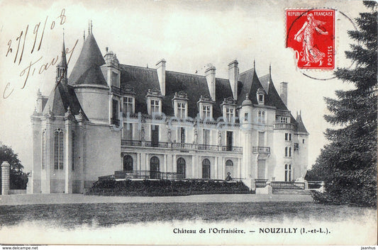 Nouzilly - Chateau de l'Orfraisiere - castle - old postcard - 1908 - France - used - JH Postcards