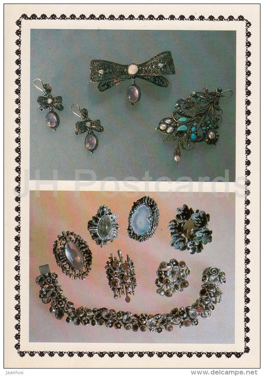 A set of jewelry - brooch - ring - Modern art of Russian Jewelers - 1985 - Russia USSR - unused - JH Postcards