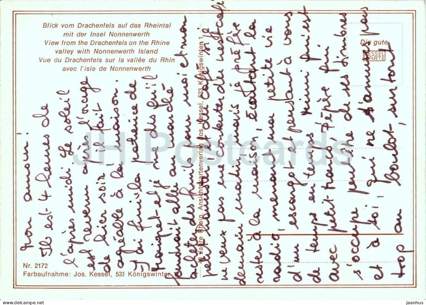 Blick vom Drachenfels auf das Rheintal mit Insel Nonnenwerth - Rhein - 2172 - Deutschland - gebraucht 