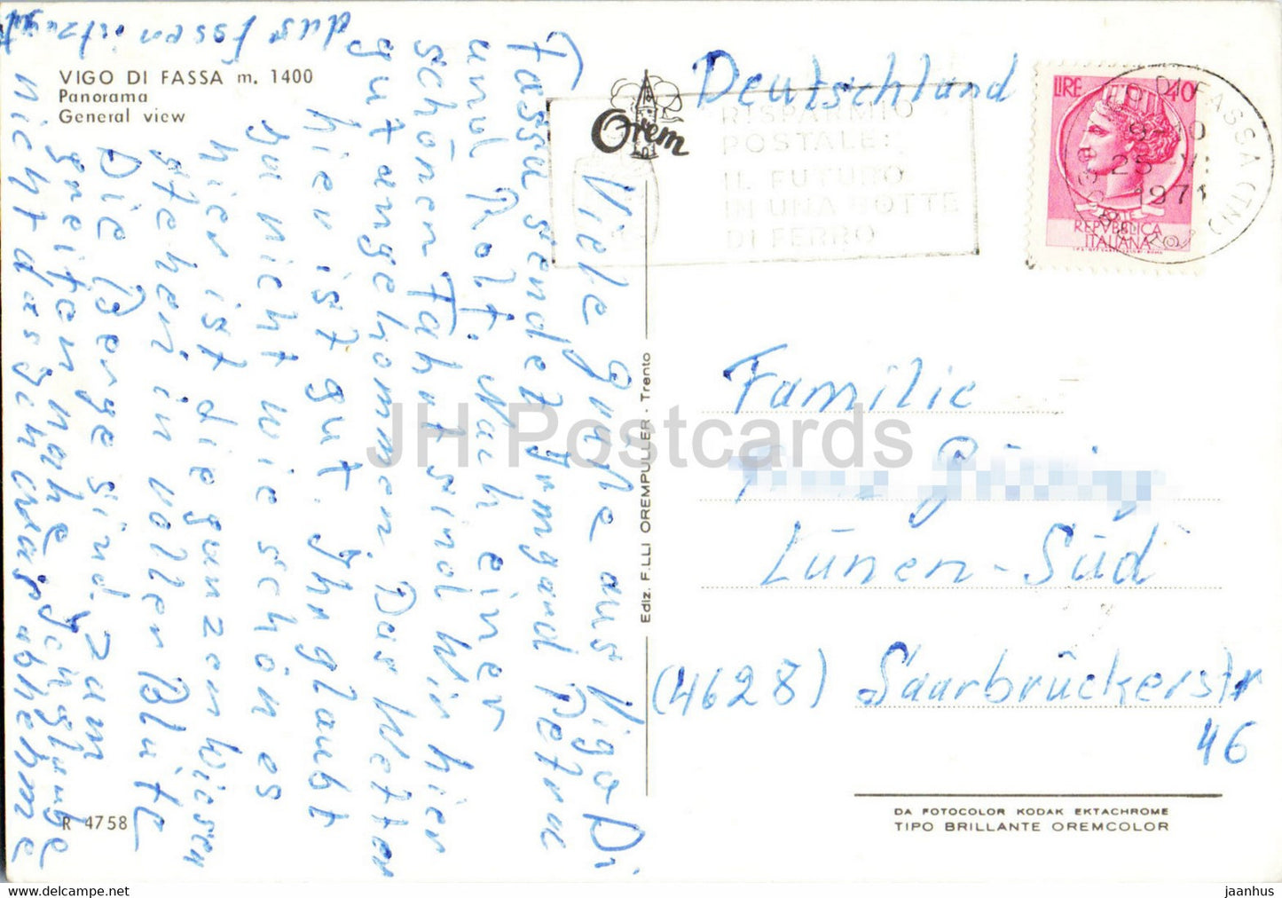 Dolomiti - Vigo di Fassa 1400 m - Panorama - General View - 1971 - Italy - used