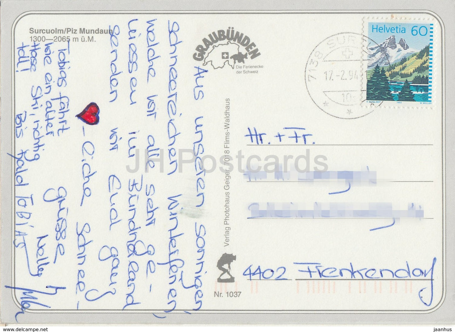 Piz Mundaun - Surcuolm - skiing - ski resort - 1994 - Switzerland - used