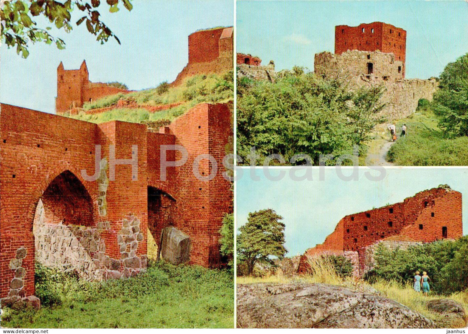 Bornholm - Hammershus ruiner - Broen med Blommetarnet - Manteltarnet - Kornmagasinet - ruins - 8235 - Denmark - unused - JH Postcards