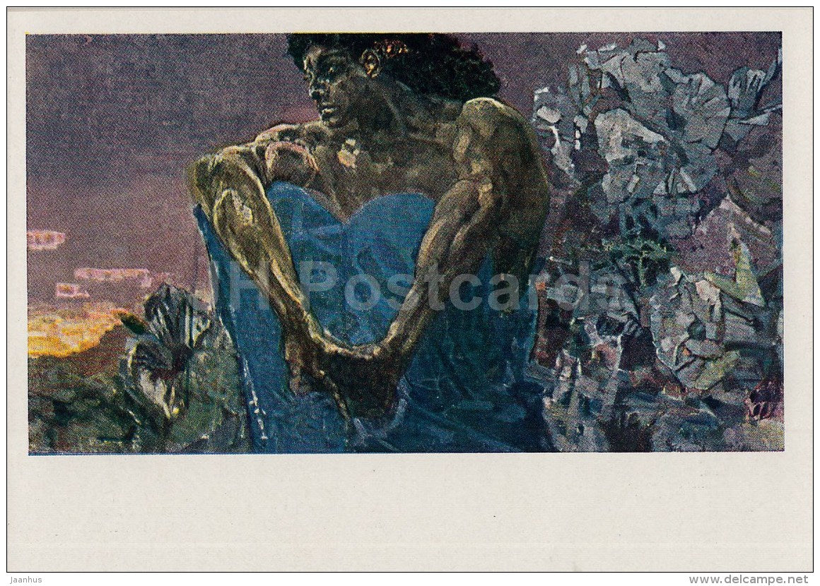 painting by M. Vrubel - Sitting Demon , 1890 - Russian Art - 1963 - Russia USSR - unused - JH Postcards