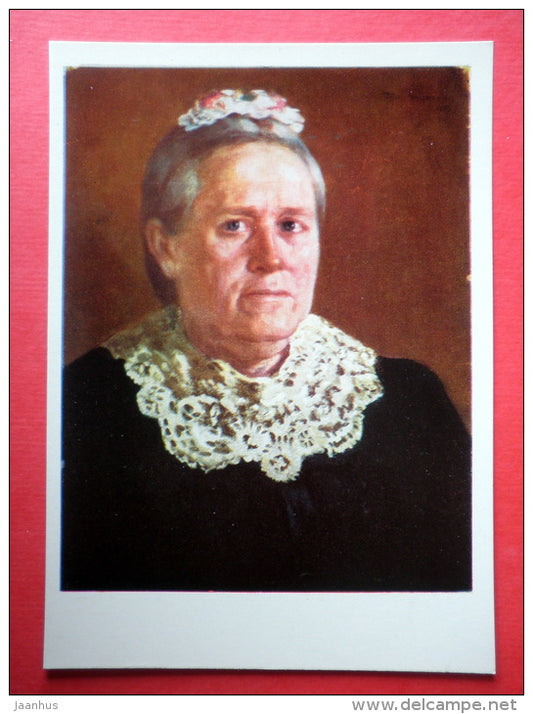 painting by Petras Kalpokas - Mother`s Portrait . 1912 - lithuanian art - unused - JH Postcards