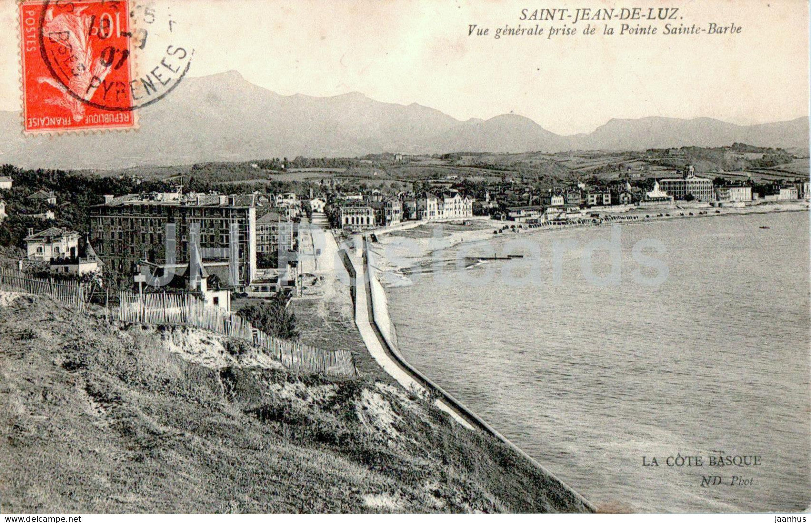 Saint Jean de Luz - Vue generale prise de la Pointe Sainte Barbe - old postcard - 1907 - France - used - JH Postcards