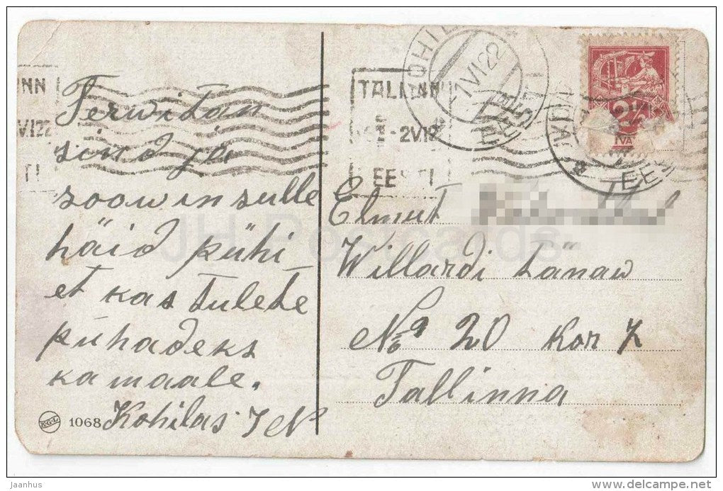 illustration - house - KGL 1068 - circulated in Estonia Kohila 1922 - JH Postcards