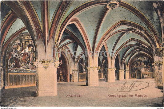 Aachen - Kronungssaal im Rathaus - old postcard - 1907 - Germany - used - JH Postcards