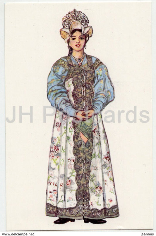 Woman Sunday Clothes - Novgorod Province - Russian Folk Costumes - 1969 - Russia USSR - unused - JH Postcards