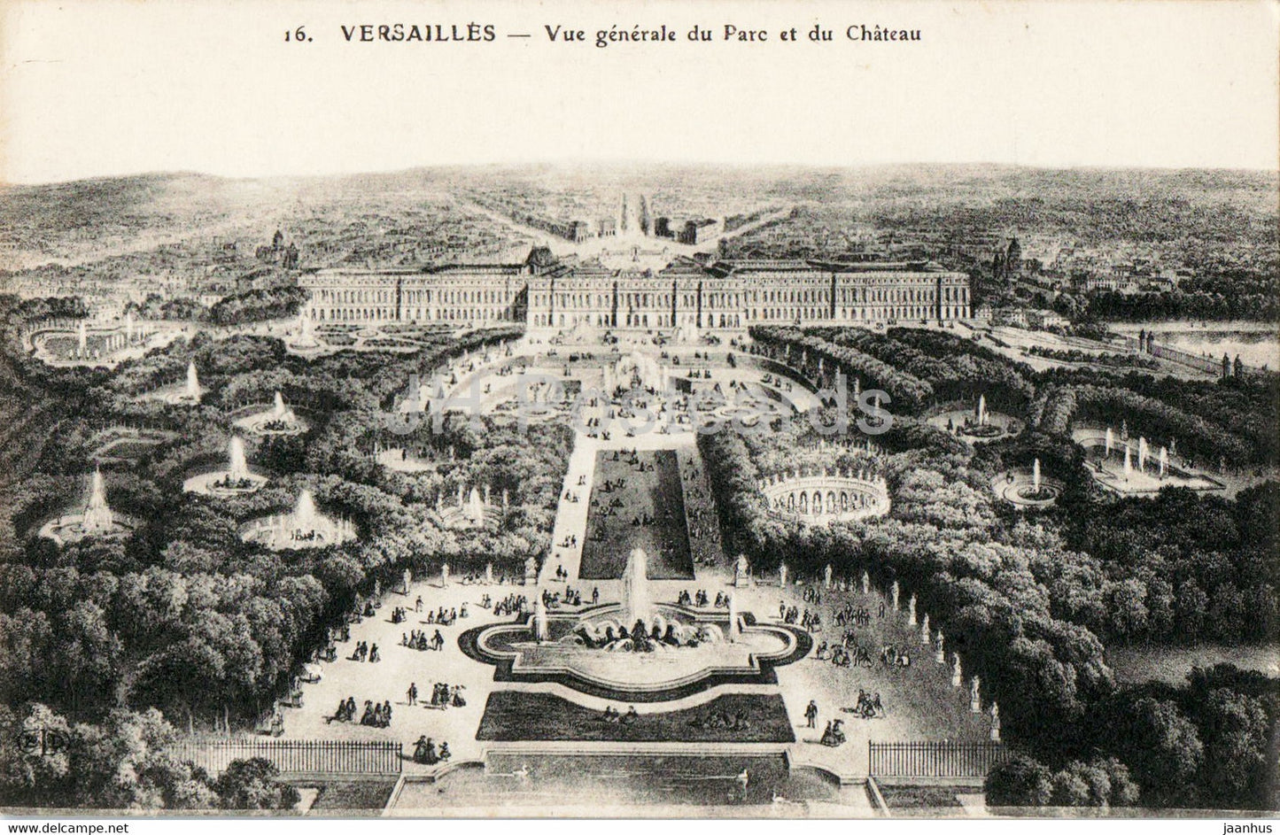 Versailles - Vue Generale du Parc et du Chateau - 16 - illustration - old postcard - France - unused - JH Postcards