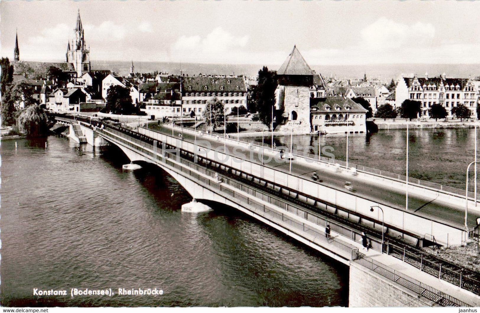 Konstanz - Rheinbrucke - bridge - old postcard - 1955 - Germany - used - JH Postcards