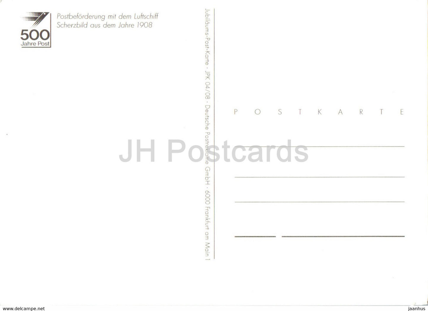 Postbeforderung mit dem Luftschiff - 1908 - ballon - Zeppelin - 500 Jahre Post - Allemagne - inutilisé