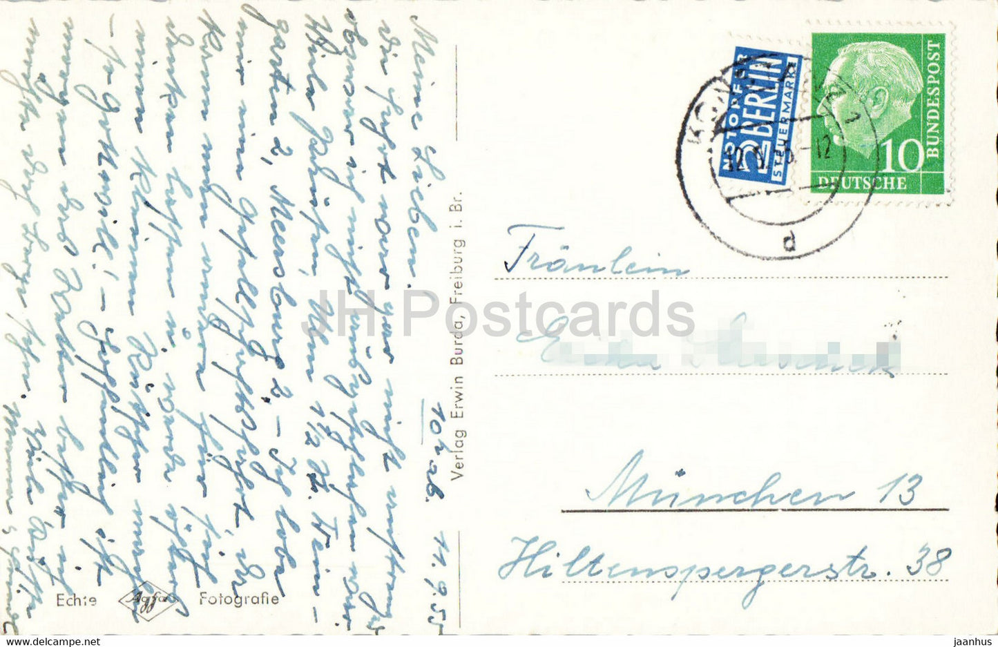 Constance - Rheinbrucke - pont - carte postale ancienne - 1955 - Allemagne - utilisé