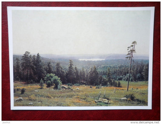painting by Ivan Shishkin , Forest , 1884  - lake - russian art - unused - JH Postcards