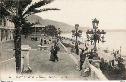 Monte Carlo - Terrasses Superieures - 381 - old postcard - 1905 - Monaco - used - JH Postcards