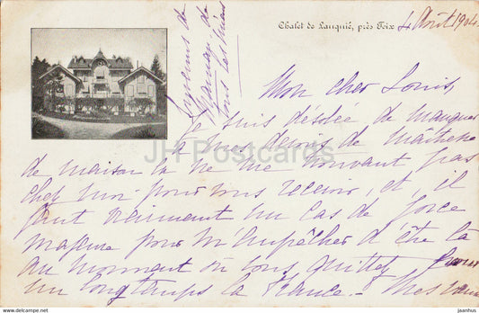 Chalet de Lauquie pres Foix - old postcard - 1904 - France - used - JH Postcards