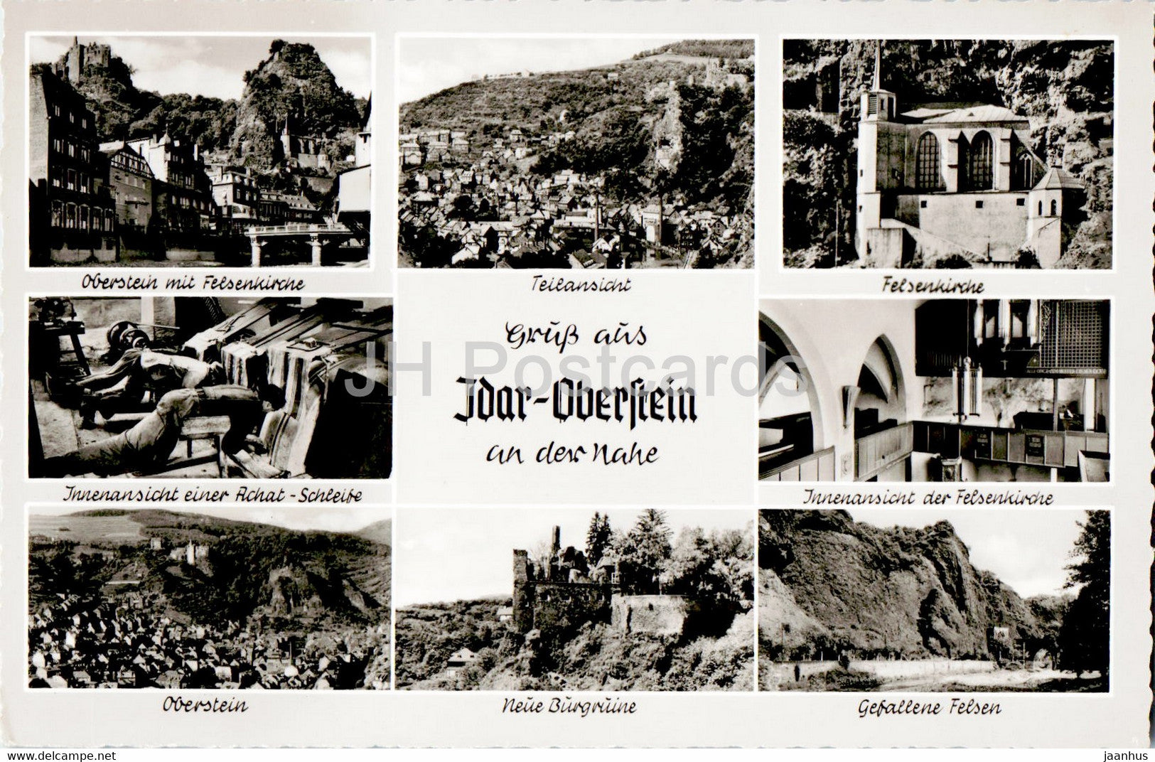 Gruss aus Idar Oberstein - Felsenkirche - Burgruine - old postcard - Germany - unused - JH Postcards