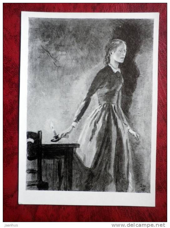 Illustration by D. A. Shmarinov -  Sonya Marmeladova , 1935 , Dostoyevsky Crime and Punishment - russian art - unused - JH Postcards