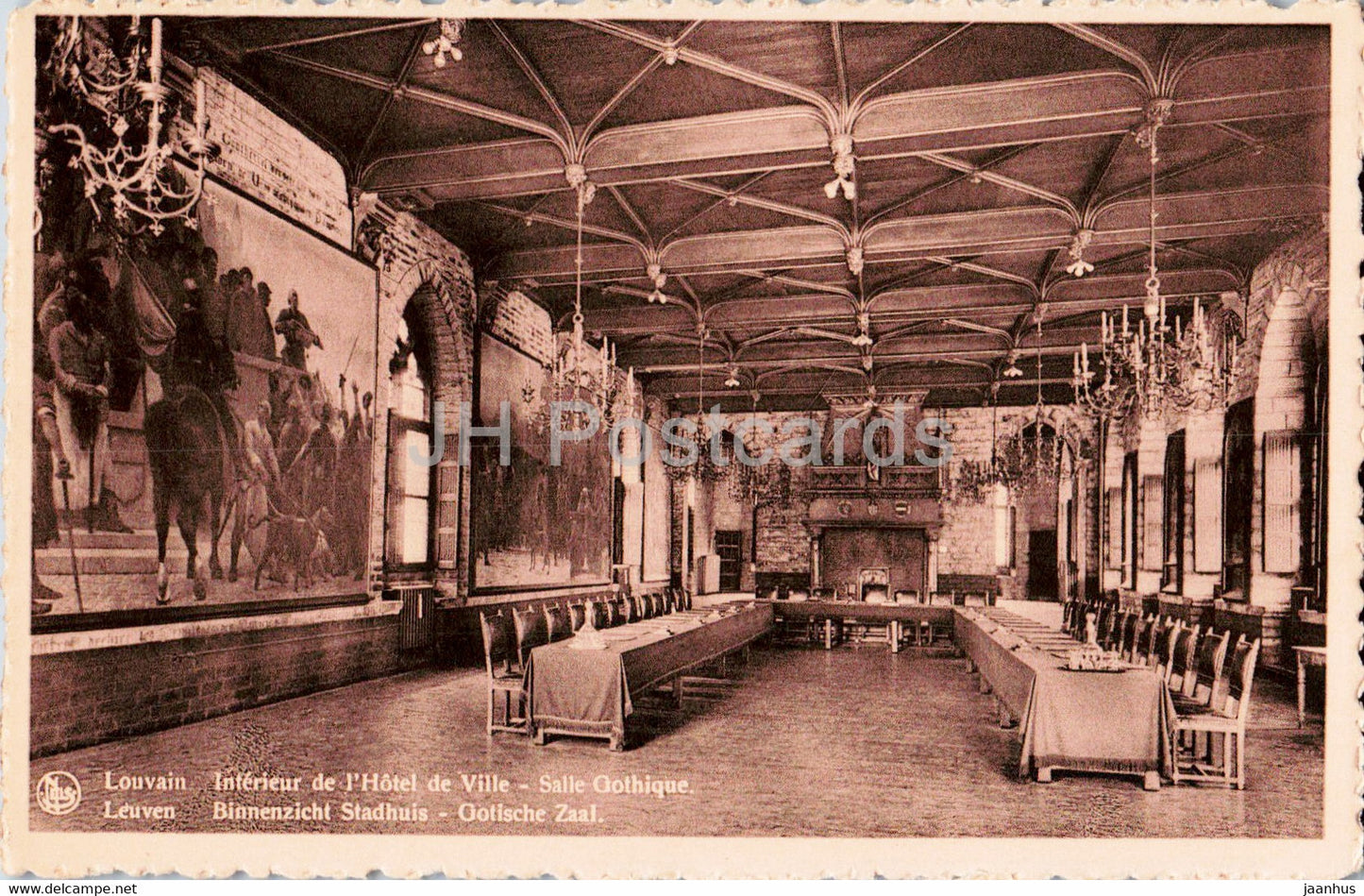 Louvain - Leuven - Interieur de l'Hotel de Ville - Salle Gothique - old postcard - Belgium - unused - JH Postcards