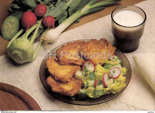 Hard cheese in dough - milk - onion - radish - Cheese recipes - Russia USSR - unused - JH Postcards