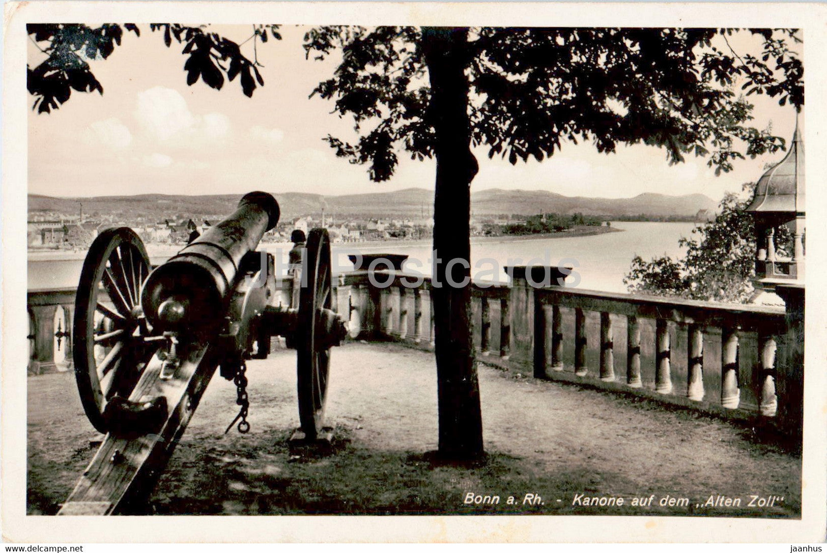 Bonn a Rh - Kanone auf dem Alten Zoll - cannon - military - old postcard - Germany - unused - JH Postcards
