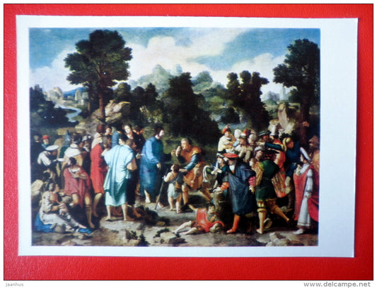painting by Lucas van Leyden . Healing the Blind . Triptych - dutch art - unused - JH Postcards