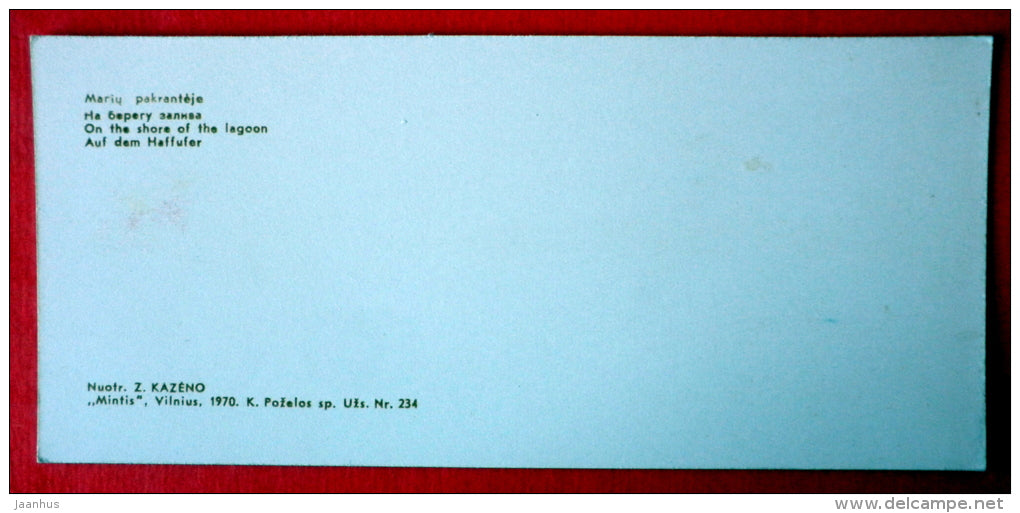 On the Shore of the Lagoon - Neringa - mini format card - 1970 - USSR Lithuania - unused - JH Postcards