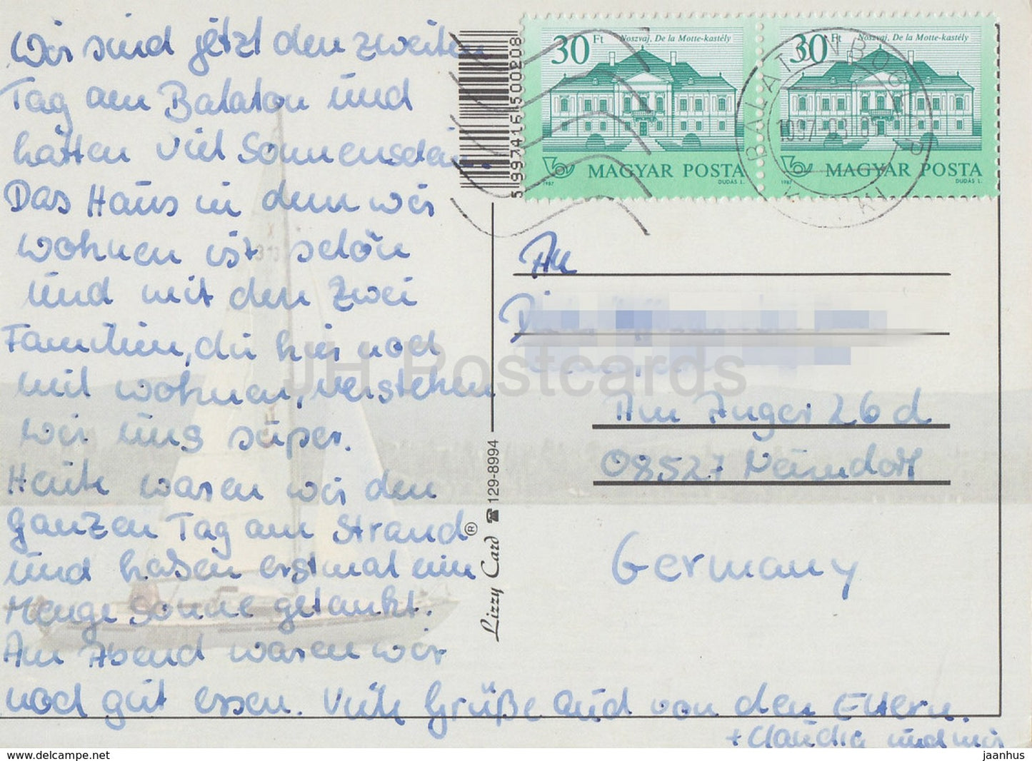 Balaton - Balatonboglar - voilier - église - locomotive - vue - multivue - 1997 - Hongrie - occasion