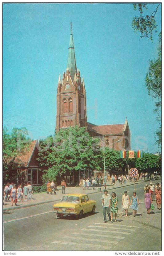central street Vitauto - car Moskvitch - Palanga - 1981 - Lithuania USSR - unused - JH Postcards
