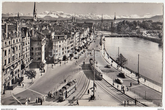 Zurich - Limmatquai - tram - 1960 - Switzerland - used - JH Postcards