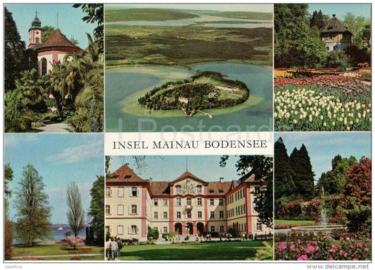 Insel Mainau Bodensee - Schlosskirche - Alter Wehrturm - Ufergarten - Rosengarten - Germany - ungelaufen - JH Postcards