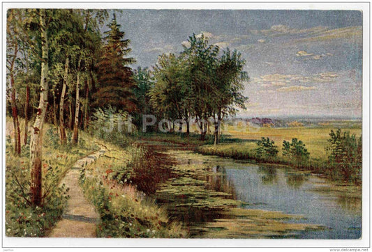 nature - pond - illustration - A. L. 3 - Russia - used in Estonia - JH Postcards