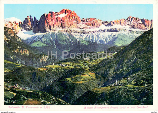 Dolomiti M Catinaccio 2986 m - Bozen - Rosengarten Gruppe 2986 m - Eisacktal - old postcard - 1953 - Italy - used - JH Postcards