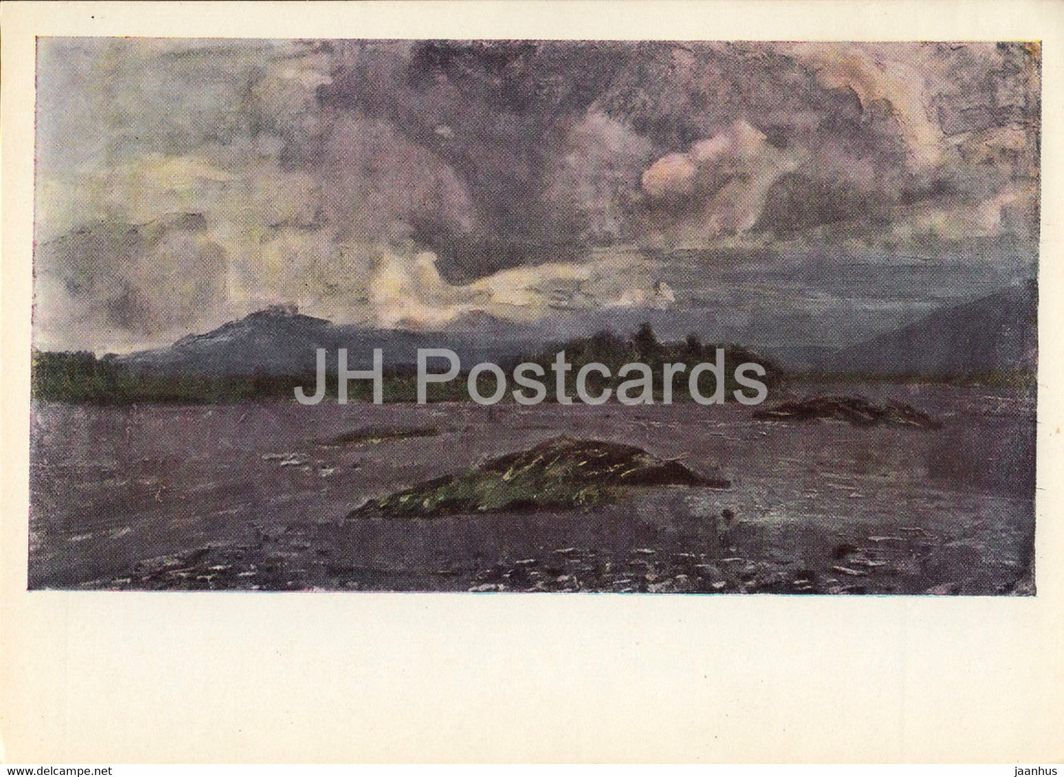 painting by A. Stroganov - The Flood - Mongolian art - 1966 - Russia USSR - unused - JH Postcards