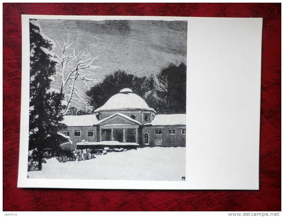 Engraving by Ivan Pavlov - Winter - art - postcard printed in 1958 - Russia - USSR - unused - JH Postcards