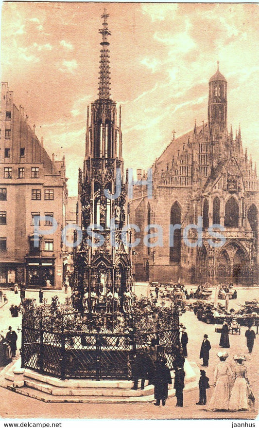 Nurnberg - Schoner Brunnen - old postcard - 1907 - Germany - used - JH Postcards