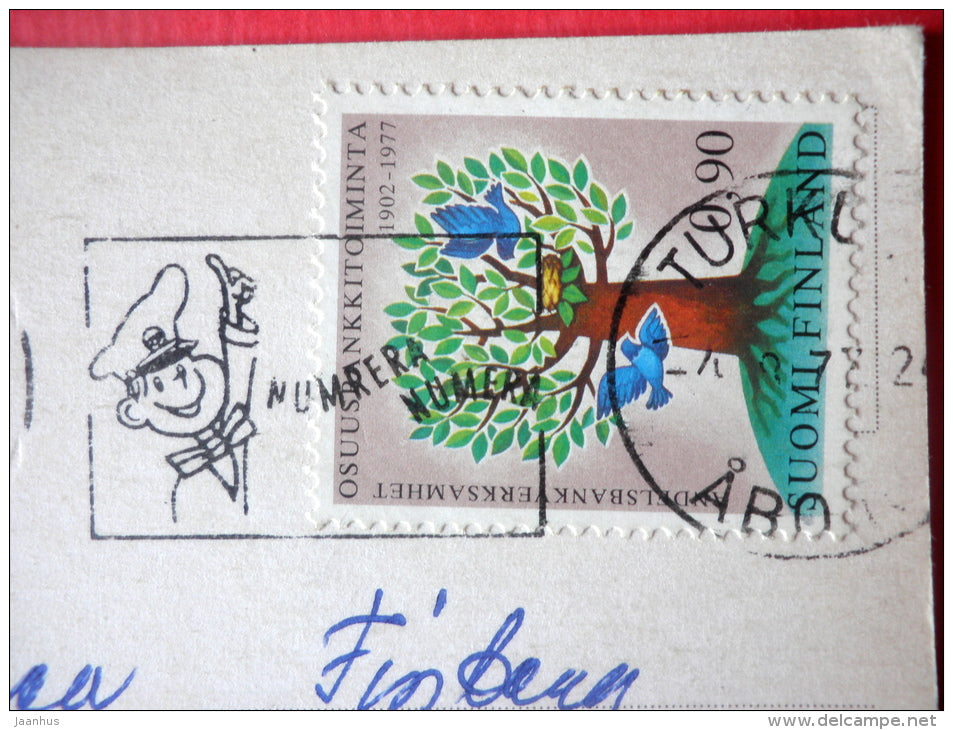 Greeting Card - roses - flowers - tree - Finland - sent from Finland to USSR Estonia 1987 - JH Postcards