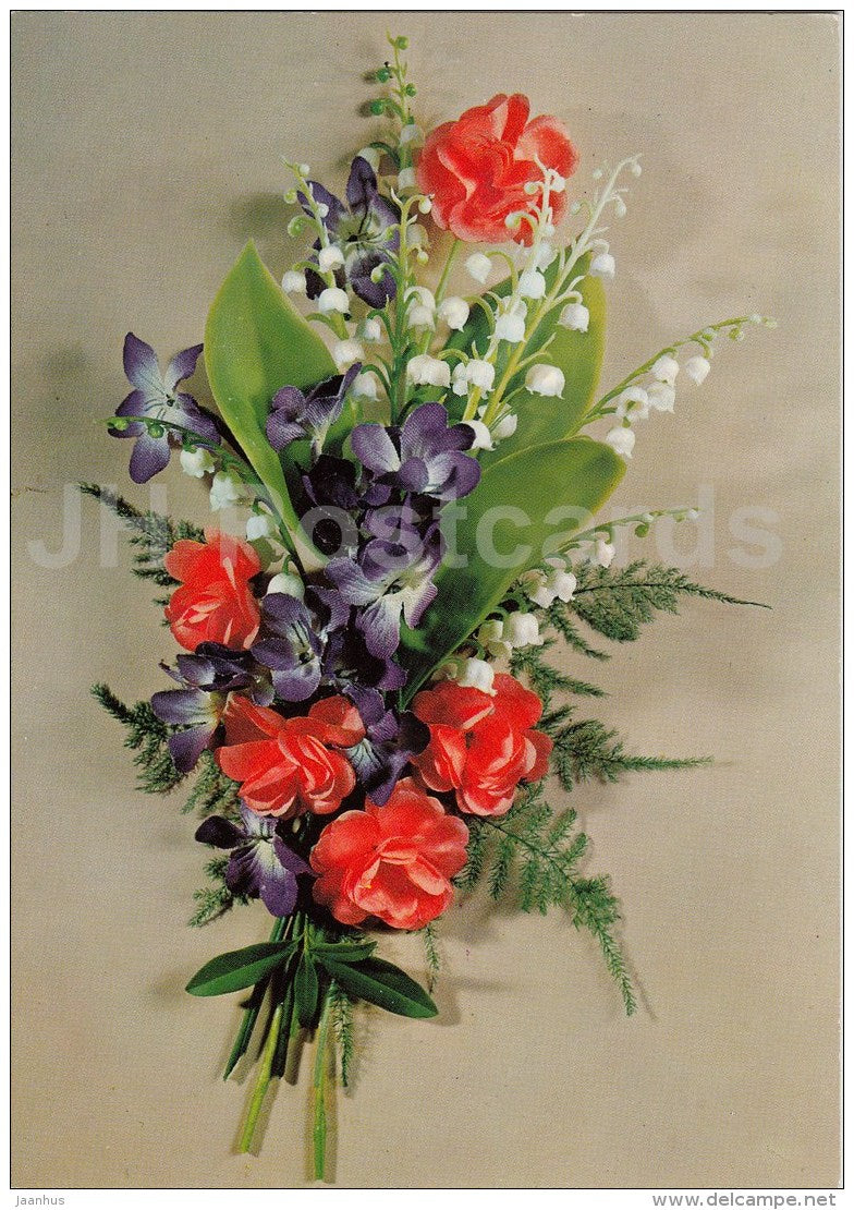 Birthday Greeting Card - lily-of-the-valley - flowers - Sweden - used - JH Postcards