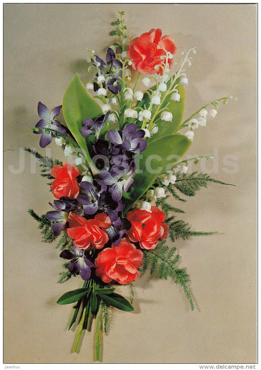 Birthday Greeting Card - lily-of-the-valley - flowers - Sweden - used - JH Postcards