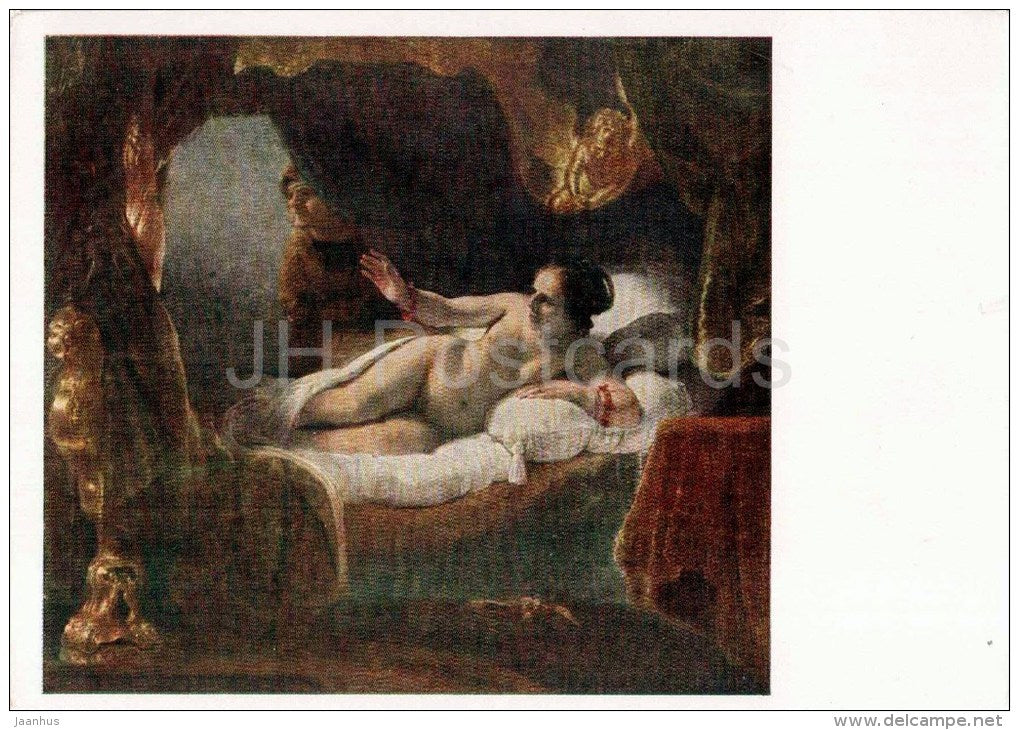 painting by Rembrandt - Danae - naked woman - nude - dutch art - unused - JH Postcards