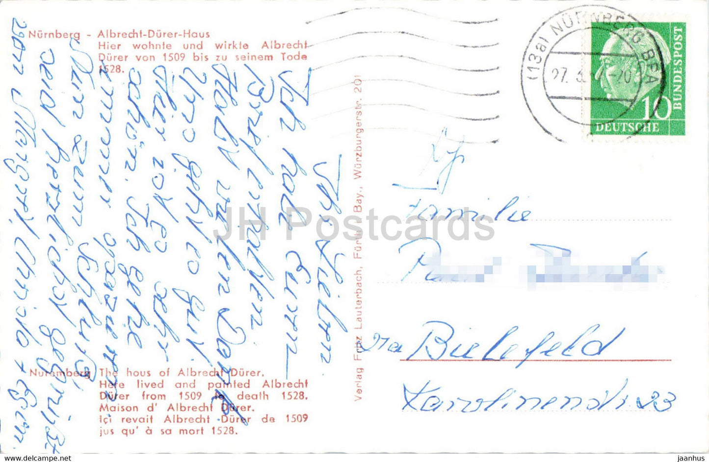 Nurnberg - Albrecht Durer Haus - old postcard - Germany - used