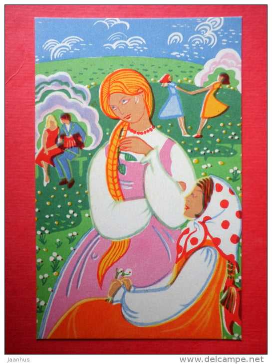 Greeting Card - by L. Prisekina - holiday - women - 1969 - Russia USSR - unused - JH Postcards