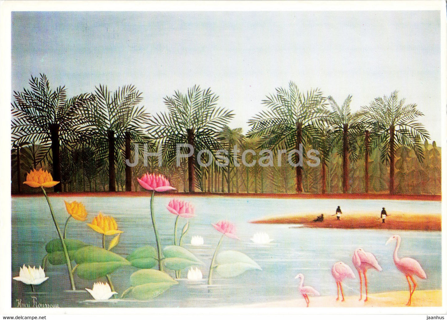 painting by Henri Rousseau - Les Flamants - Flamingoes - birds - French art - France - unused - JH Postcards