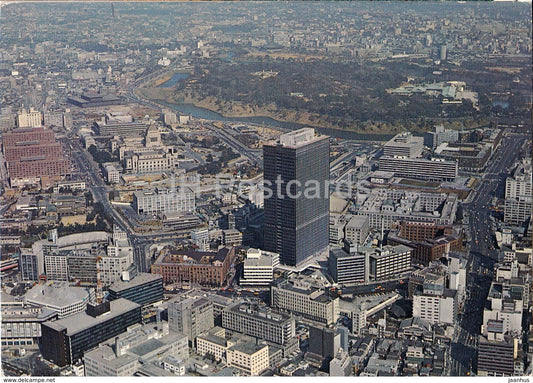 Bird's Eye view of Kasumigaseki District - aerial view - 888 - 1968 - Japan - used - JH Postcards