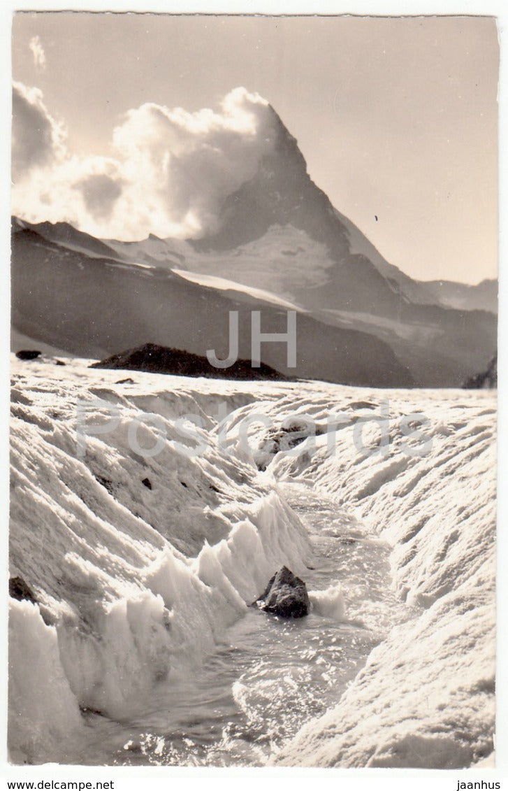 Zermatt - Gletscherbach auf dem Gornergletscher - Matterhorn - 6923 - Switzerland - 1959 - used - JH Postcards